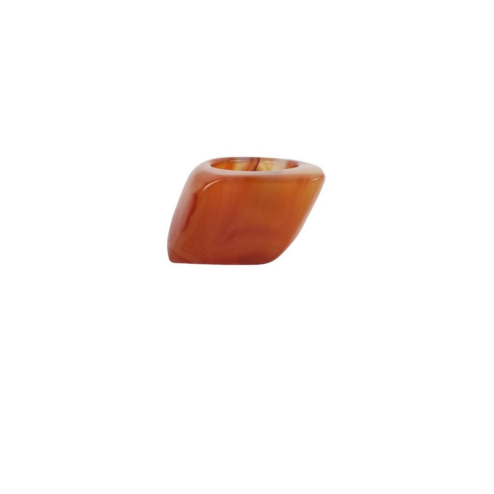 Vintage Carnelian Agate Crystal Rhombus Shaped Ring in Dark Caramel